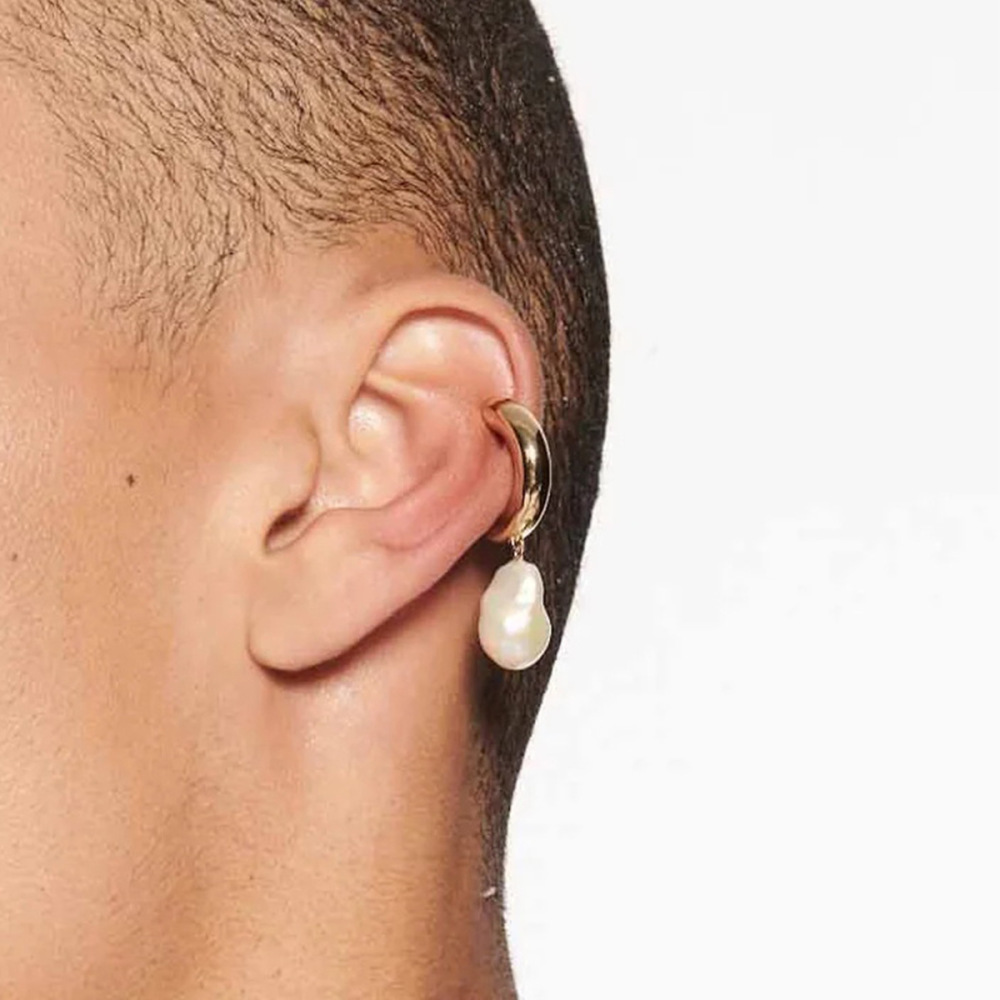 1 Paire De Manchettes D'Oreilles Élégantes Et Irrégulières Rondes En Acier Inoxydable Étanche Couleur Or De La Série Classique Pour Femmes Image9