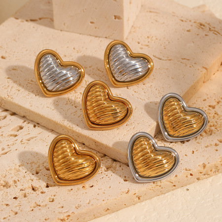 1 paire de boucles d'oreilles à tige en acier inoxydable plaqué or pour femme, série simple, haut de gamme 2