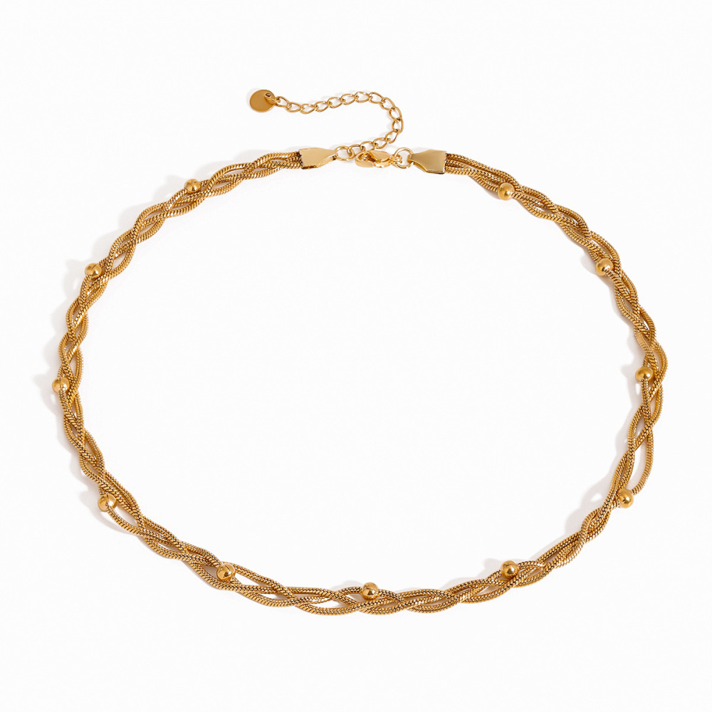Collier Simple En Acier Inoxydable Plaqué Or Pour Femme, Série Simple, 1 Pièce h5Image5