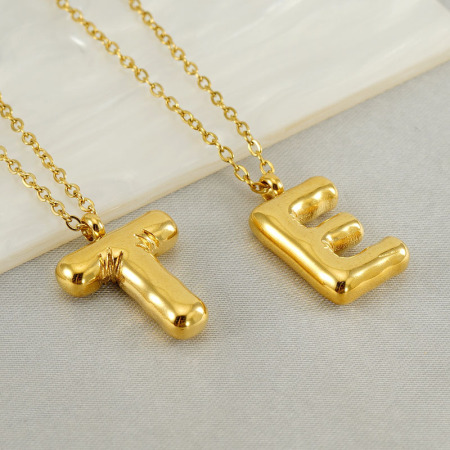 collier avec pendentif en acier titane plaqué or  pour femme, série simple, lettre simple 2