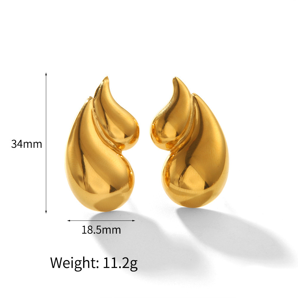 1 Paire De Boucles D'Oreilles À Tige En Plaqué Or Pour Femme, Style Gouttelettes, Série Simple Image5