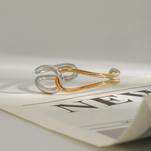 Bracelet Pour Femme En Acier Inoxydable Doré, Étanche, À Lignes Superposées, Collection Minimaliste (1 Pièce) h5 Image5