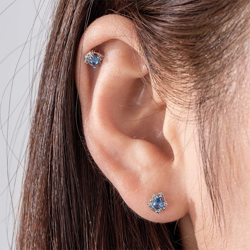 1 Paire De Boucles D'Oreilles À Tige En Acier Titane Et Zircone Pour Femme, Série Simple, Goutte Simple, Sans Placage h5Image3