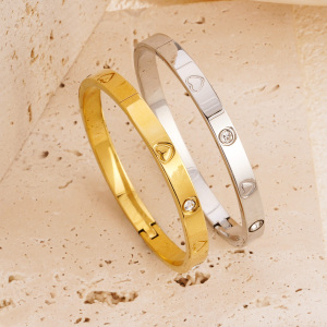 Bracelet Jonc Délicat En Acier Inoxydable, Couleur Or, Style Classique, À 1 Pièce h5 Image5