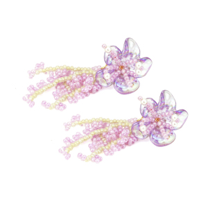 1 Paire De Boucles D'Oreilles Romantiques À Perles Et Pompons Floraux. h5 Image5