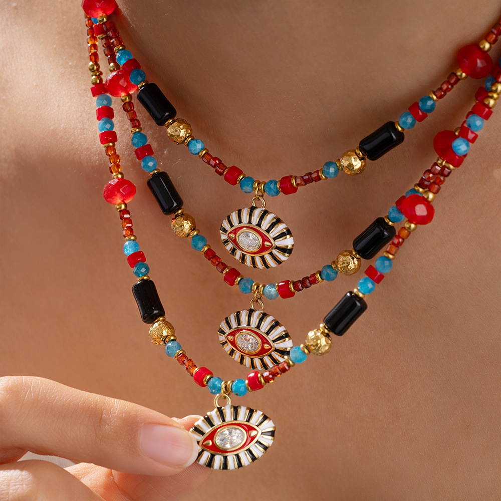 Collier De Perles Pour Femme, Collection Radiant Series, Style Rétro Chic, En Acier Inoxydable, Couleur Or, Étanche (1 Pièce) h5Image4