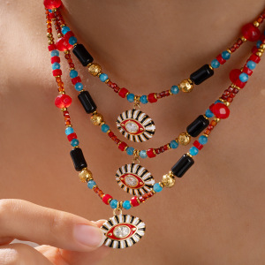 Collier De Perles Pour Femme, Collection Radiant Series, Style Rétro Chic, En Acier Inoxydable, Couleur Or, Étanche (1 Pièce) h5 Image4