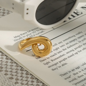 Bague Simple Pour Femme, En Acier Inoxydable Doré, Forme Irrégulière, 1 Pièce, Collection Shining Series. h5 Image2