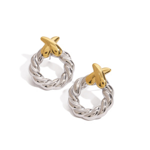 1 Paire De Boucles D'Oreilles Puces Pour Femme, Design Géométrique Minimaliste Et Moderne, En Acier Inoxydable Étanche, Couleur Or. h5 Image5