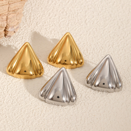 1 paire de boucles d'oreilles à tige géométriques en acier inoxydable couleur or pour femme, série Simple Ins 2