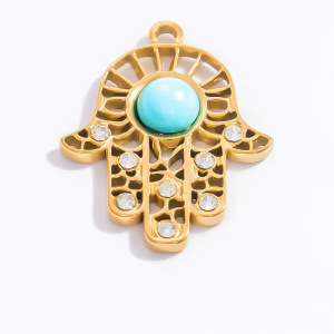 Pendentif Femme En Acier Inoxydable Doré, Imperméable, Motif Œil Délicat, 1 Pièce, Collection De Luxe h5 Image6