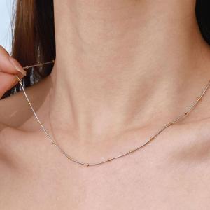 Collier Chaîne Femme Simple Series Daily Line En Acier Inoxydable Étanche, Coloris Or Et Argent (1 Pièce) h5 Image7