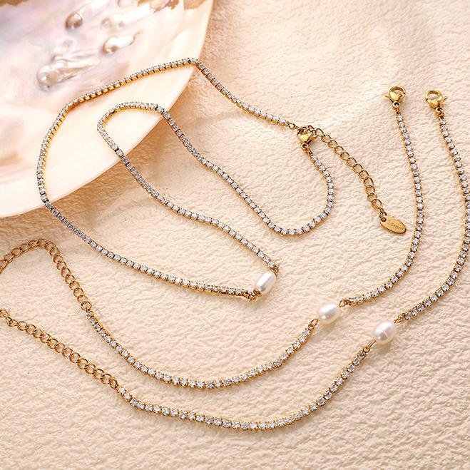 Collier Chaîne Pour Femme, Série Classique, Style Rétro Géométrique, En Acier Titane, Couleur Or Image8
