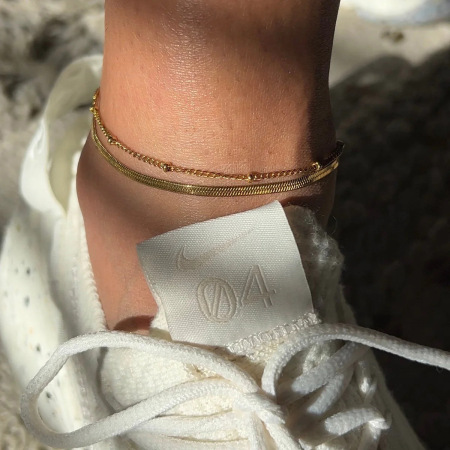 Bracelet de cheville superposé pour femme, 1 pièce, en acier inoxydable imperméable, couleur or