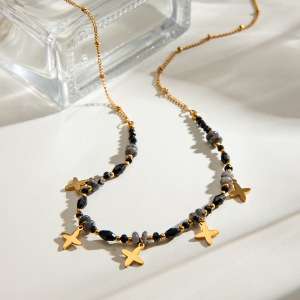 Collier Avec Pendentif En Pierre Naturelle Plaqué Or , Série Simple, Perles Élégantes, Pour Femme h5 Image4