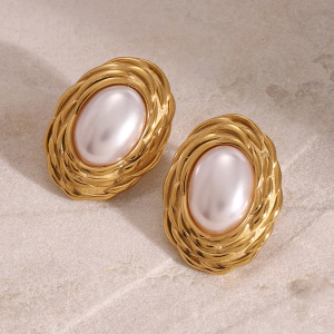 1 Paire De Boucles D'Oreilles À Tige Géométriques Rétro En Acier Inoxydable Plaqué Or Pour Femme, Série Classique h5 Image4