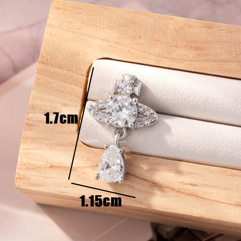 1 Pièce De Boucles D'Oreilles À Tige En Acier Titane Et Zircone Pour Femme, Série Simple, Goutte Simple, Sans Placage h5Image3