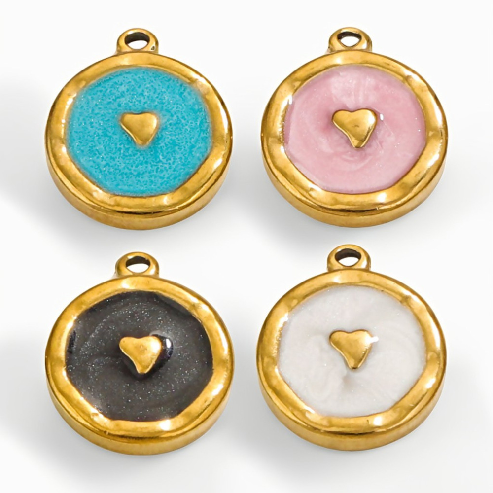 1 Paire De Pendentifs Rétro En Forme De Cœur Pour Femme, Série Simple, Plaqués Or  Image5