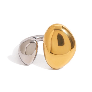 Bagues Simples Pour Femme, Style Minimaliste, En Acier Inoxydable, Étanches, Couleur Or Et Argent, Forme Annulaire Pendante. h5 Image6