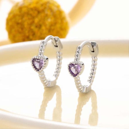 1 pièce de boucles d'oreilles créoles pour femme en forme de cœur simple, en cuivre sans placage, en zircone