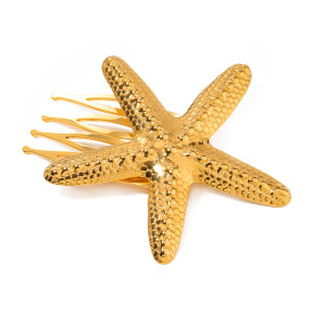 1 Paire De Pinces À Cheveux Pour Femme En Acier Inoxydable Plaqué Or , Style Tortue, Série Simple h5 Image5
