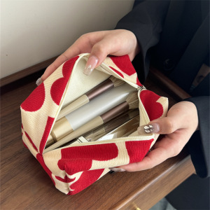 Sac À Main En Velours Côtelé Pour Femme, Série Romantique, Motif Cœur Mignon, 1 Pièce h5 Image3
