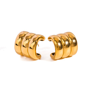 Boucles D'Oreilles À Clous En Acier Inoxydable Doré, Étanches, 1 Paire h5 Image4