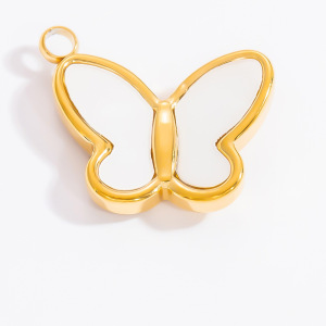 Pendentif Papillon Quotidien Pour Femme, Collection Romantique, En Acier Inoxydable Verni À L'Huile, Couleur Or, Étanche (1 Pièce) h5 Image6