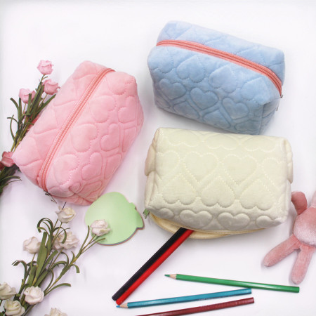 1 Paire De Sacs Simples En Polyester Pour Femmes, Motif Cœur Mignon