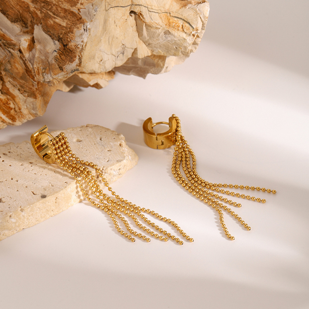 1 Paire De Boucles D'Oreilles Pendantes Pour Femme, Style Rétro Classique, En Acier Inoxydable Plaqué Or. Image5