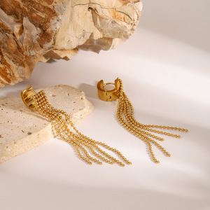 1 Paire De Boucles D'Oreilles Pendantes Pour Femme, Style Rétro Classique, En Acier Inoxydable Plaqué Or. h5 Image5