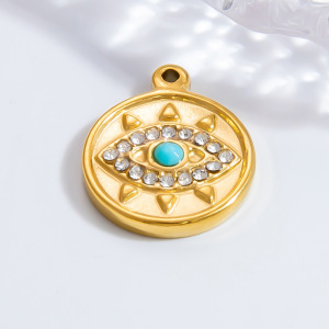 Pendentif Rétro Œil Classique En Acier Inoxydable Étanche Couleur Or, À Faire Soi-Même, Pour Femme (1 Pièce) h5 Image5