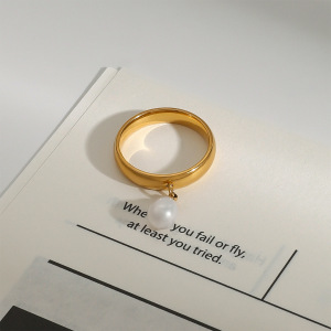 1 Paire De Bagues Simples Pour Femme En Acier Inoxydable Plaqué Or , Série Classique, Élégantes Sphères h5 Image2