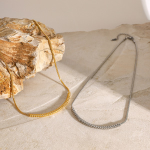 Collier Chaîne Géométrique Simple En Acier Inoxydable Plaqué Or Pour Femme, 1 Pièce h5 Image3