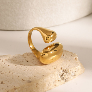 Bague Ajustable Pour Femme, En Acier Inoxydable Moderne, Étanche, Plaquée Or Et Ornée De Zircon (1 Pièce). h5 Image4