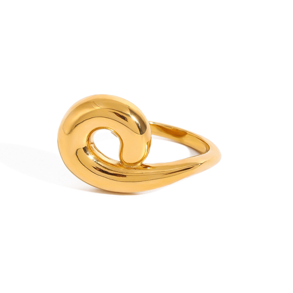 Bague Simple Pour Femme, En Acier Inoxydable Doré, Forme Irrégulière, 1 Pièce, Collection Shining Series. Image5