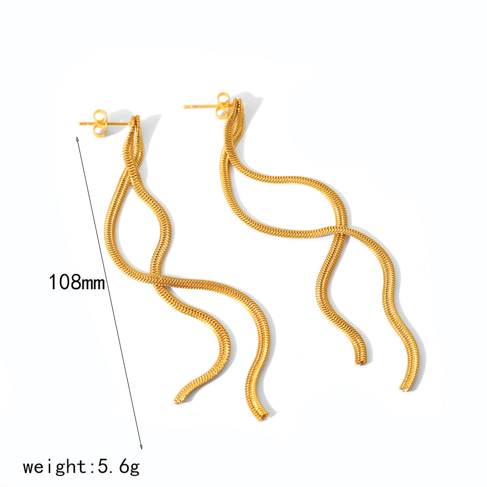 Boucles D'Oreilles Pendantes Pour Femme, Modèle Simple Et Haut De Gamme, À Pompons, En Acier Inoxydable Plaqué Or. Image4