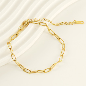 1 Paire De Bracelets De Cheville En Acier Inoxydable Plaqué De Style Ins Transfrontalier, Bijoux De Cheville Simples Et Polyvalents Pour Femmes h5 Image5