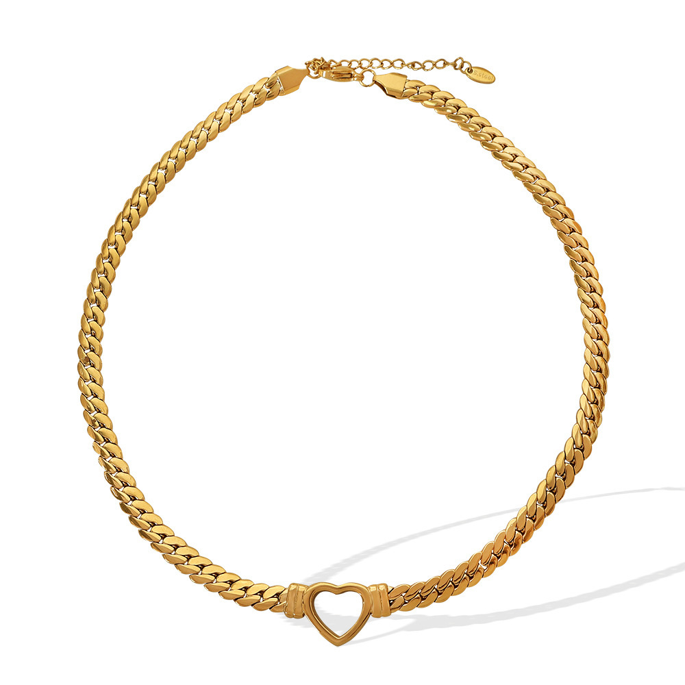 1 Paire De Petits Colliers De Luxe Simples Et Légers, Tendance Féminine, En Acier Titane Plaqué Or, Style Cubain, Pendentif Pour Femme Image6