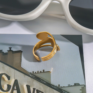 Bague Ajustable Pour Femme, Collection Moderne, En Acier Inoxydable, Couleur Or, Avec Motif Spirale. h5 Image8