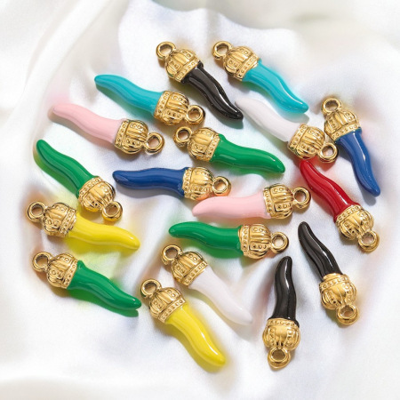 1 paire de pendentifs pour femme en acier inoxydable plaqué or , série simple, style décontracté 2