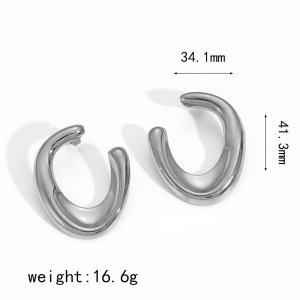 Boucles D'Oreilles Puces Pour Femme, Style Minimaliste, Forme Irrégulière En U, En Acier Inoxydable, Couleur Or, Étanches, 1 Paire h5 Image6