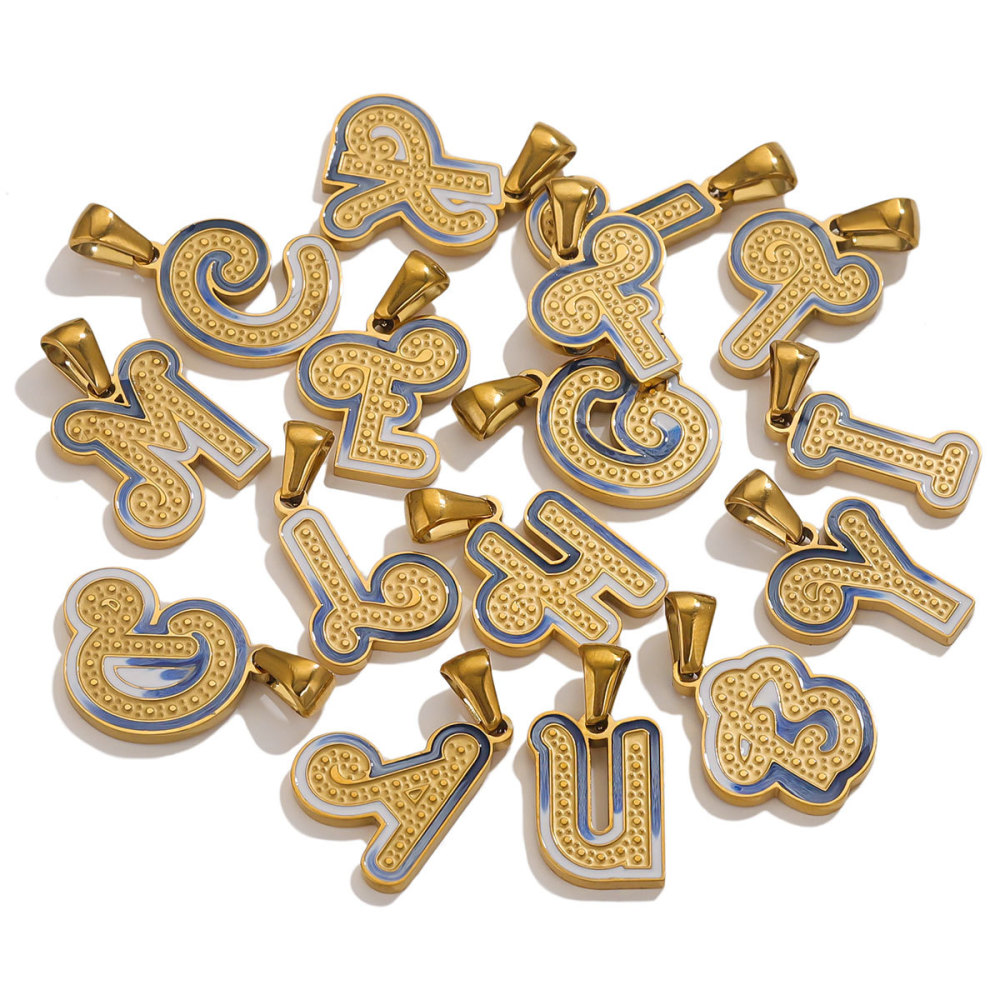 Pendentif Unisexe Simple Et Chic En Acier Inoxydable, Couleur Or, Étanche, Avec Lettre. Image6