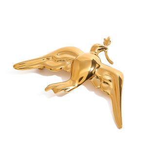 1 Paire De Broches Pour Femme En Acier Inoxydable Plaqué Or , Motif Animal Naturel, Série Classique h5 Image8
