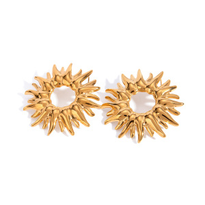 1 Paire De Boucles D'Oreilles À Tige Rétro En Acier Inoxydable Plaqué Or  Pour Femme, Série Luxueuse h5 Image6