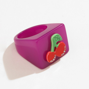 Bague Simple Pour Femme En Résine, Série Romantique, Motif Plantes De Vacances, 1 Pièce h5 Image4