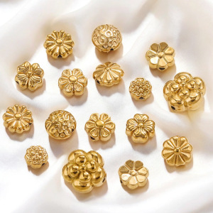 1 Paire De Pendentifs Rétro En Forme De Fleur Pour Femme, Plaqués Or  h5 Image2