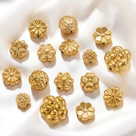 1 paire de pendentifs rétro en forme de fleur pour femme, plaqués or  2