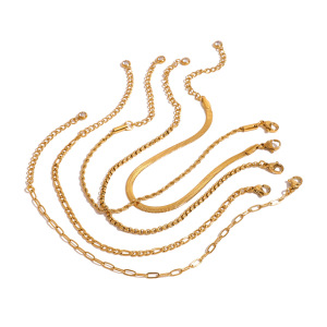 Bracelet Chaîne Pour Femme En Acier Inoxydable Plaqué Or , Série Simple  h5 Image6