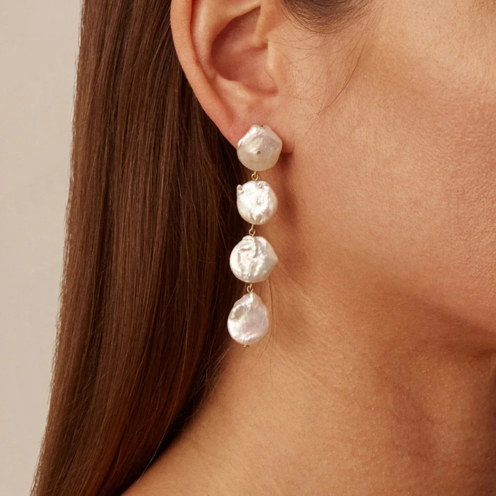 1 Paire De Boucles D'Oreilles Élégantes De La Série Classique, En Acier Inoxydable Plaqué Or Avec Perles Artificielles, Pour Femme. Image4